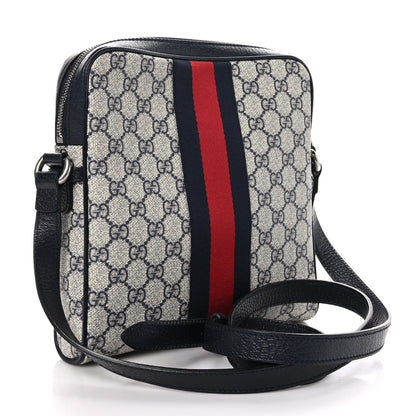 Gucci GG Supreme Monogram Textured Dollar Calfskin Web Small Ophidia Messenger Bag Beige Blue 3 of 9