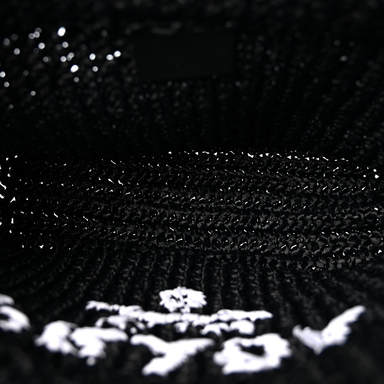 Prada Yarn Raffia Effect Crochet Small Logo Tote Black 5 of 9