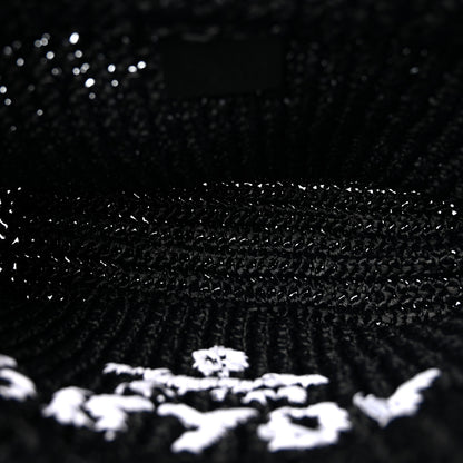 Prada Yarn Raffia Effect Crochet Small Logo Tote Black 5 of 9