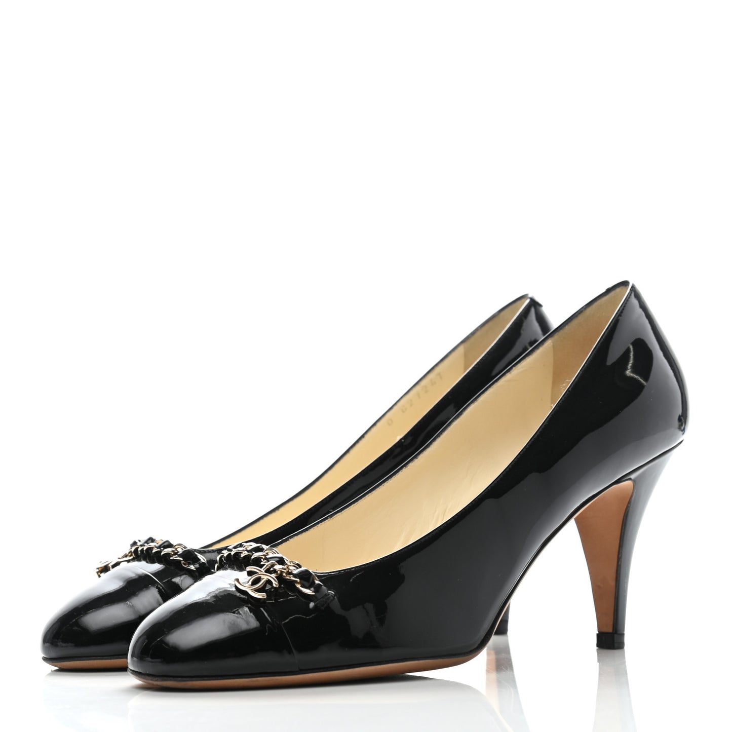 Patent CC Chain Cap Toe Pumps 39.5 Black