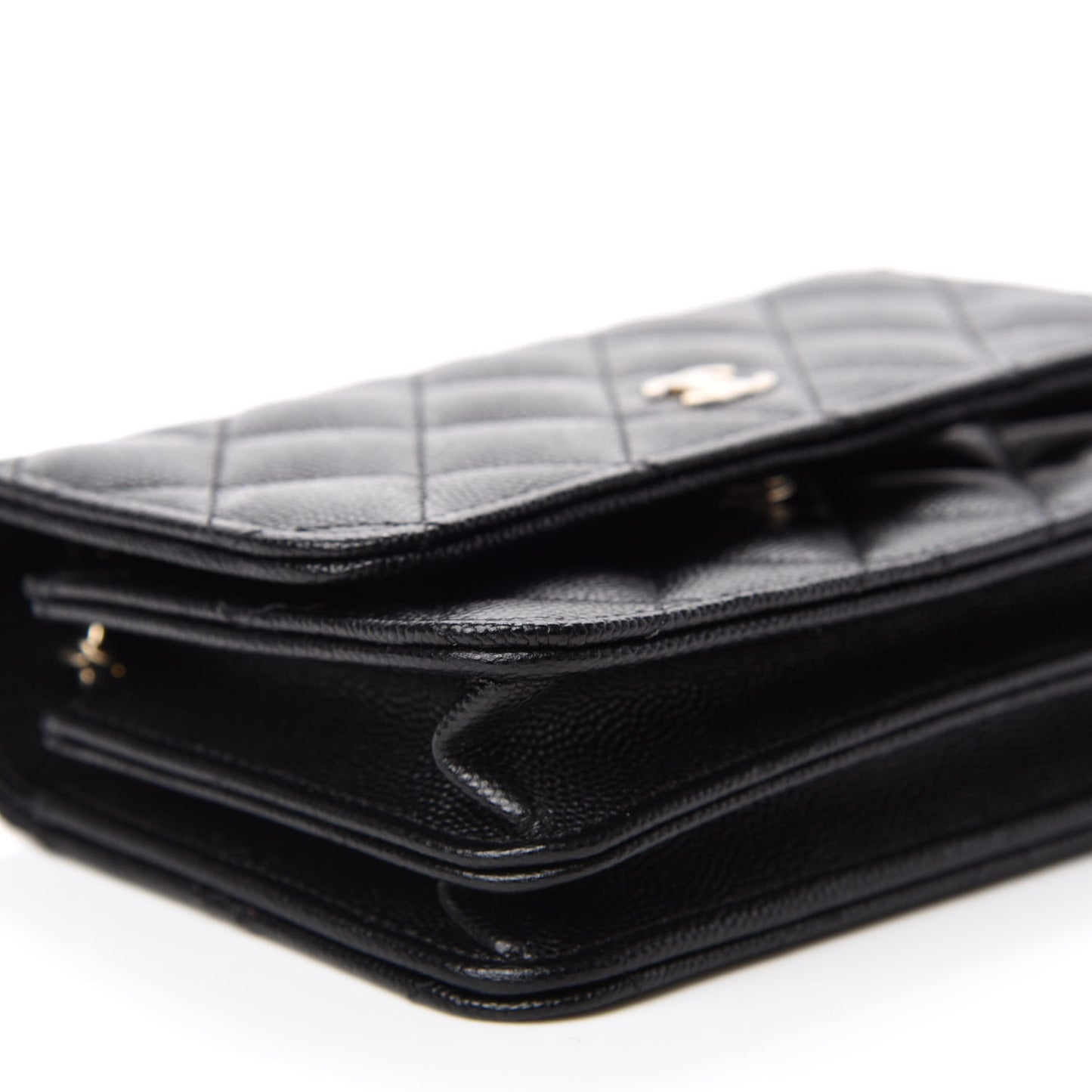 Caviar Quilted Mini Wallet On Chain WOC Black