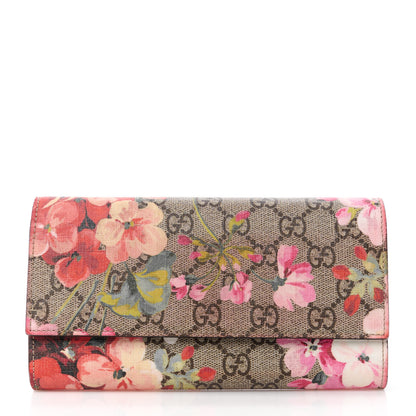 Gucci GG Supreme Monogram Blooms Continental Wallet Beige Multicolor Dry Rose 1 of 11