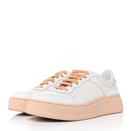 Gucci Calfskin GG Tennis Embossed Womens Platform 55mm Sneakers 37.5 White 3 of 11