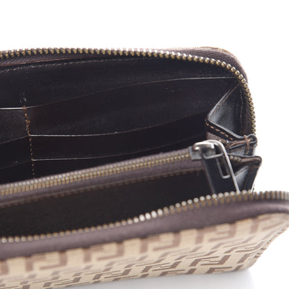 Fendi Zucchino Zip Around Wallet Dark Brown 9 of 10