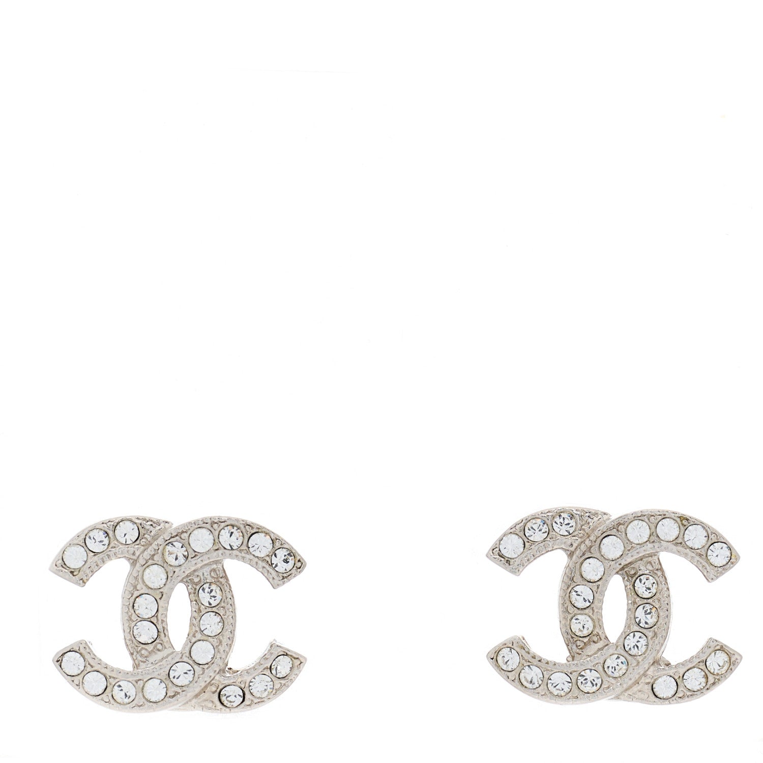 Chanel Crystal CC Earrings Silver 1 of 3