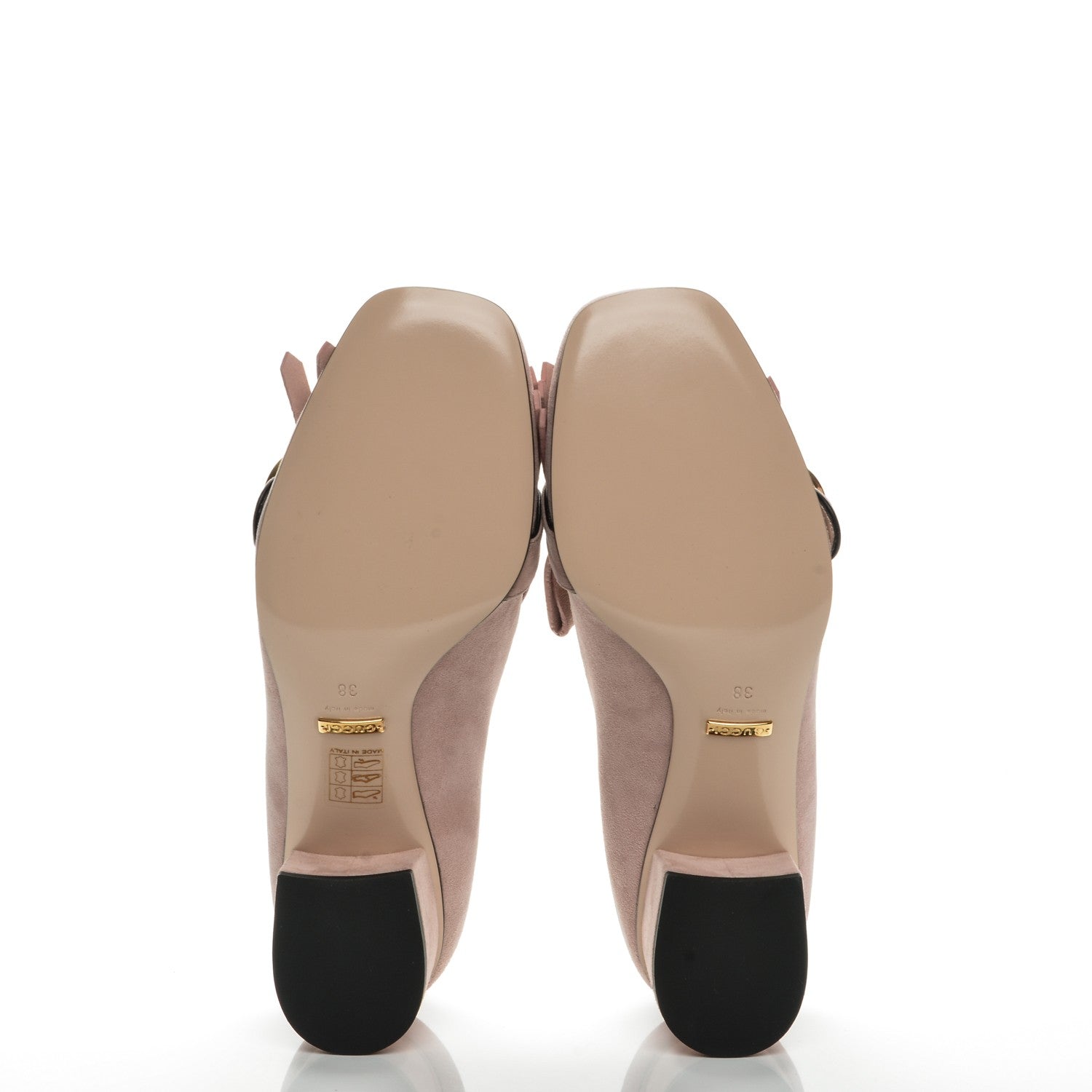 Gucci Kid Scamosciato GG Marmont Fringe 50mm Loafer Pumps 38 Crystal Pink 5 of 8