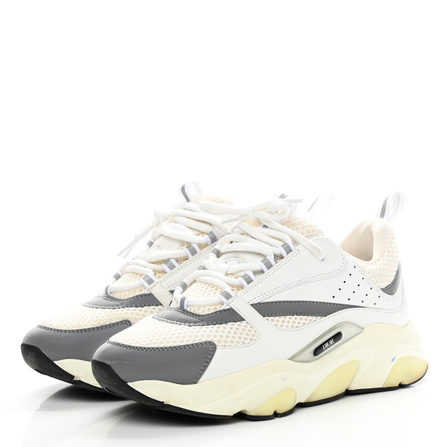 Technical Mesh Calfskin Mens B22 Sneakers 41 White