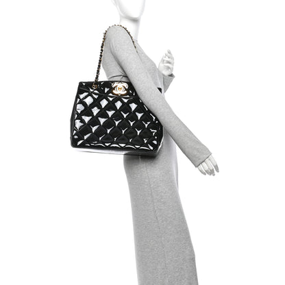 Chanel Patent Quilted CC Shoulder Bag Black 2 of 11