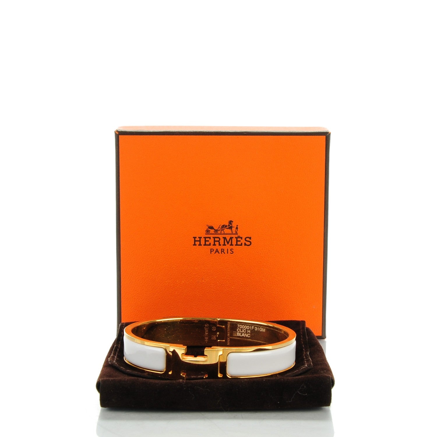 Hermes Enamel Narrow Clic Clac H Bracelet GM White 5 of 5