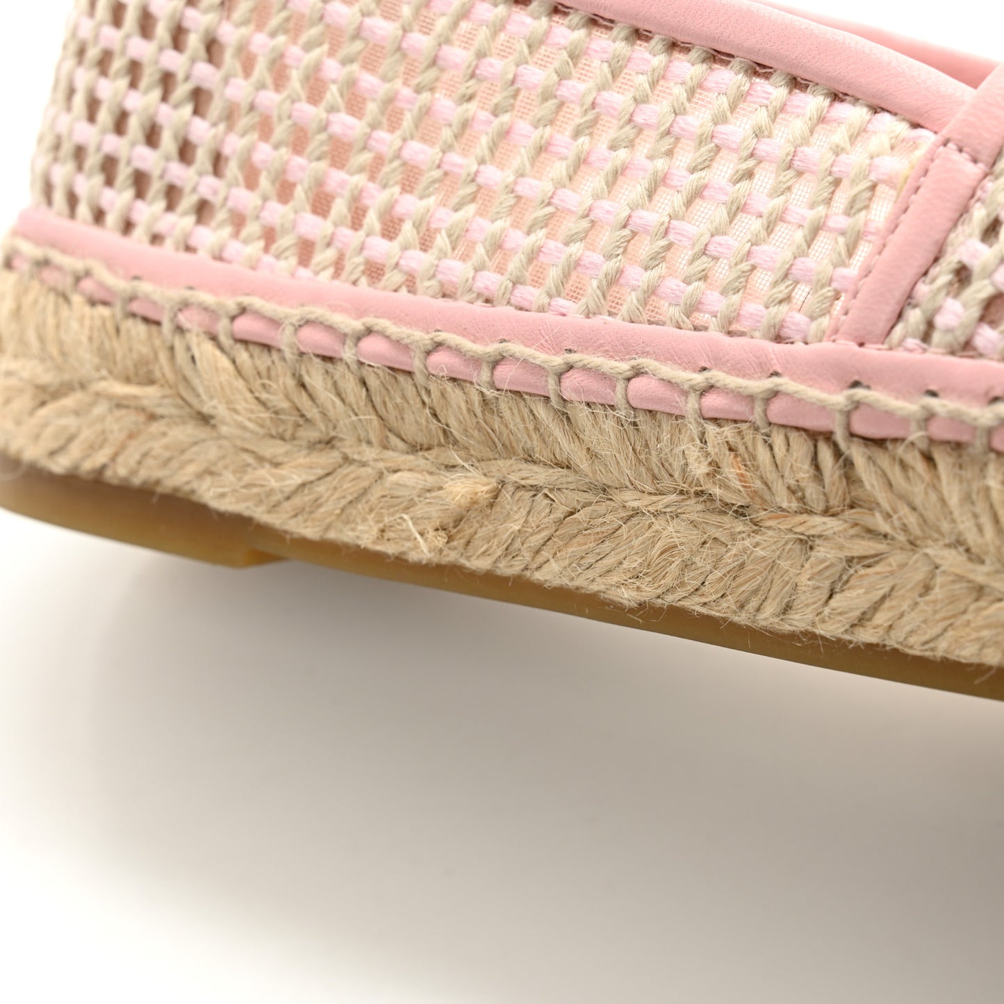 Mesh Lambskin CC Espadrilles 36 Light Pink Beige