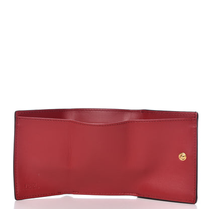 Fendi Vitello Cruise F is Fendi Bi-Color FF 1974 Embossed Micro Tri-Fold Envelope Wallet Maya Black Fragola 5 of 9