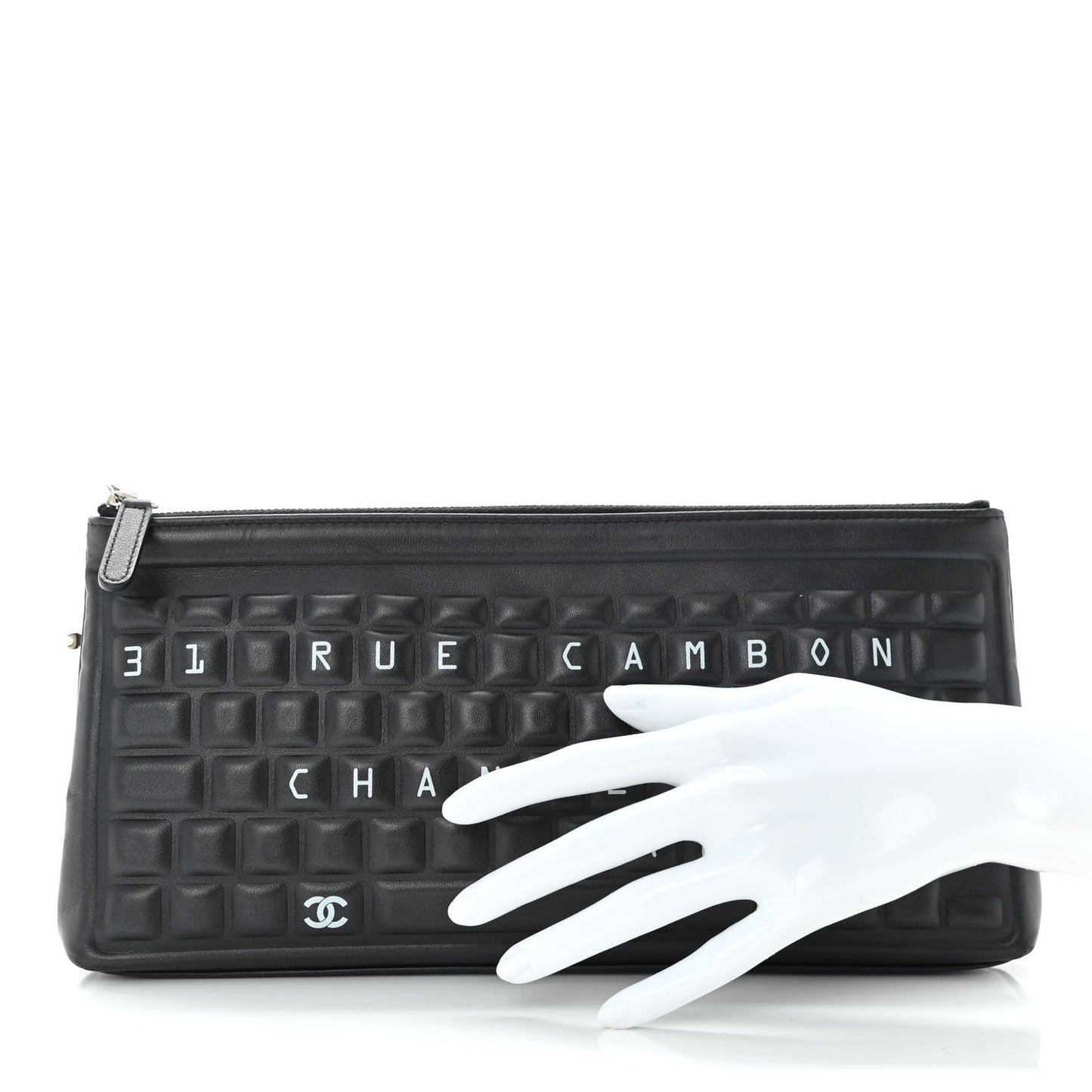 Metallic Calfskin Keyboard Pouch Black