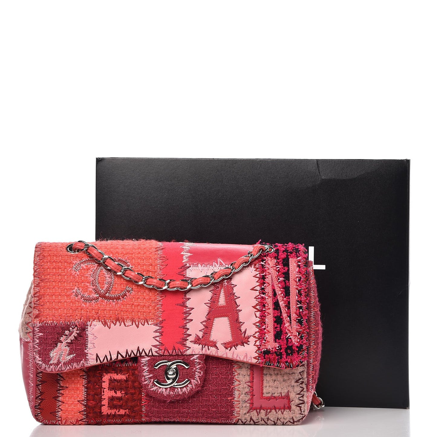 Tweed Patchwork Jumbo Single Flap Pink