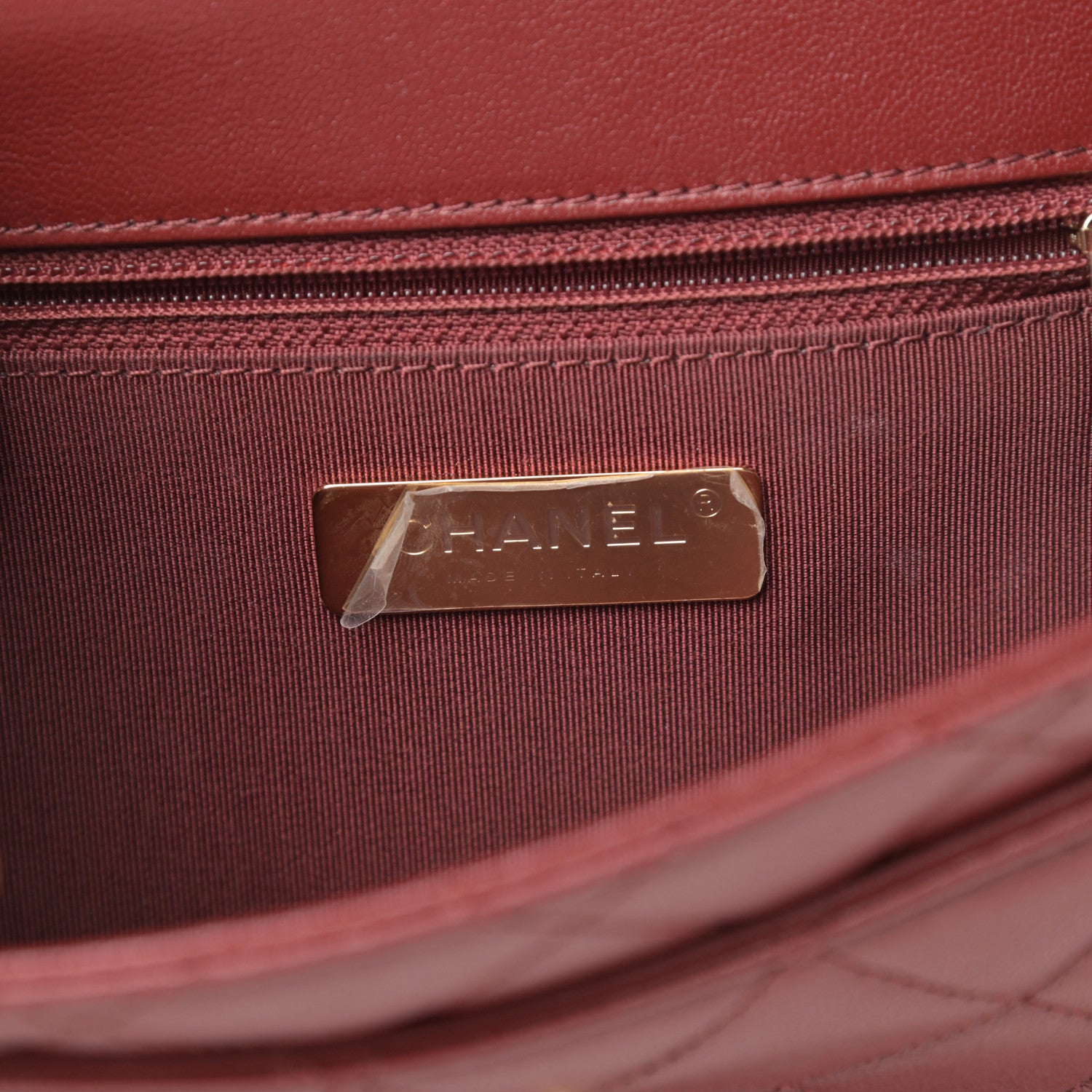 Chanel Lambskin Quilted Chain Infinity Top Handle Flap Burgundy 6 of 12