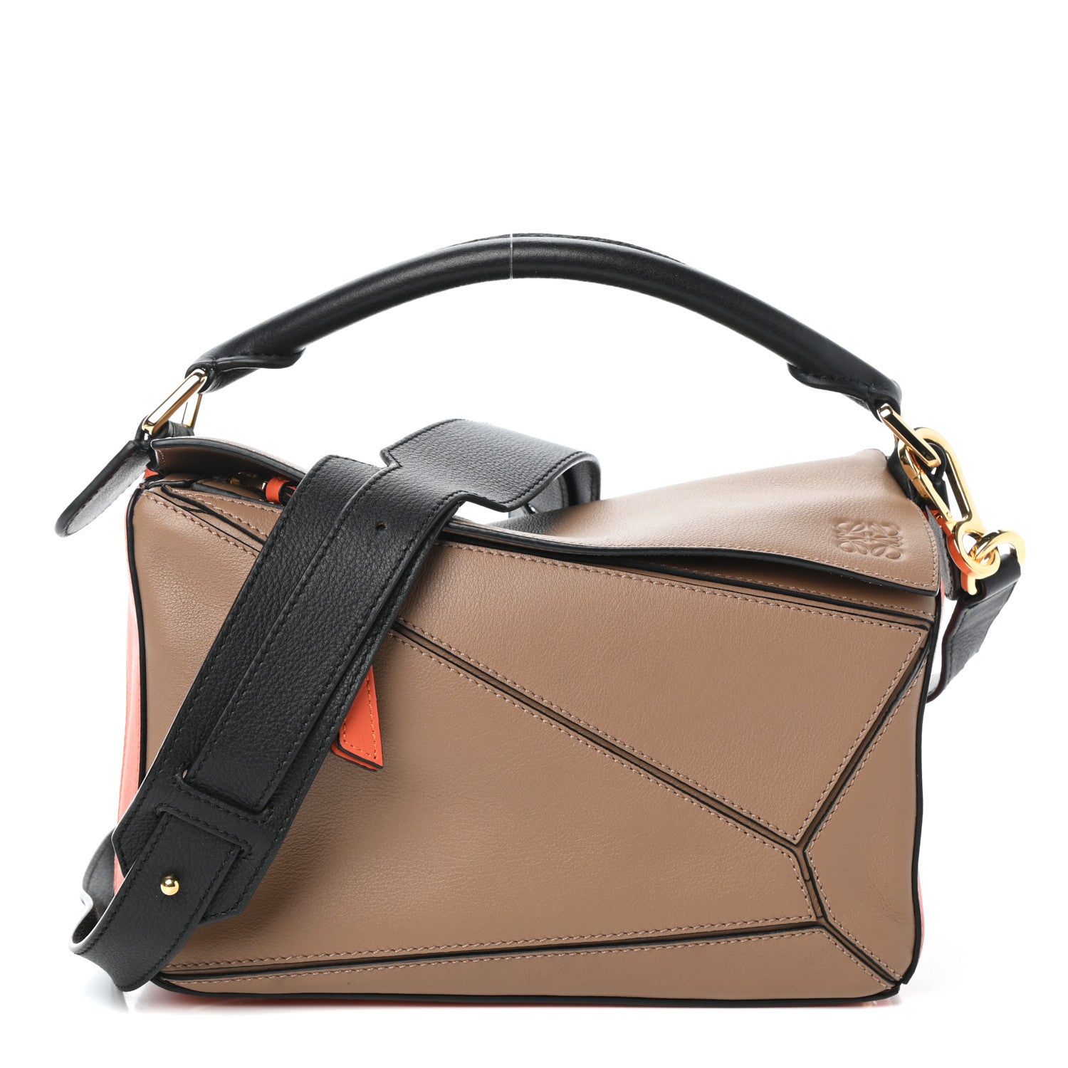 Loewe Calfskin Small Puzzle Bag Dark Moss Pumpkin 1 of 8