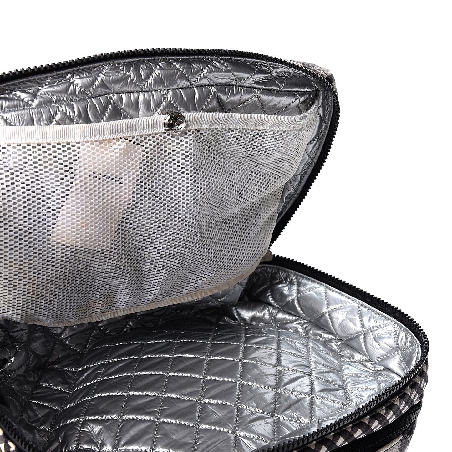 Canvas Gingham Printed CC Lunch Box Bag Black White