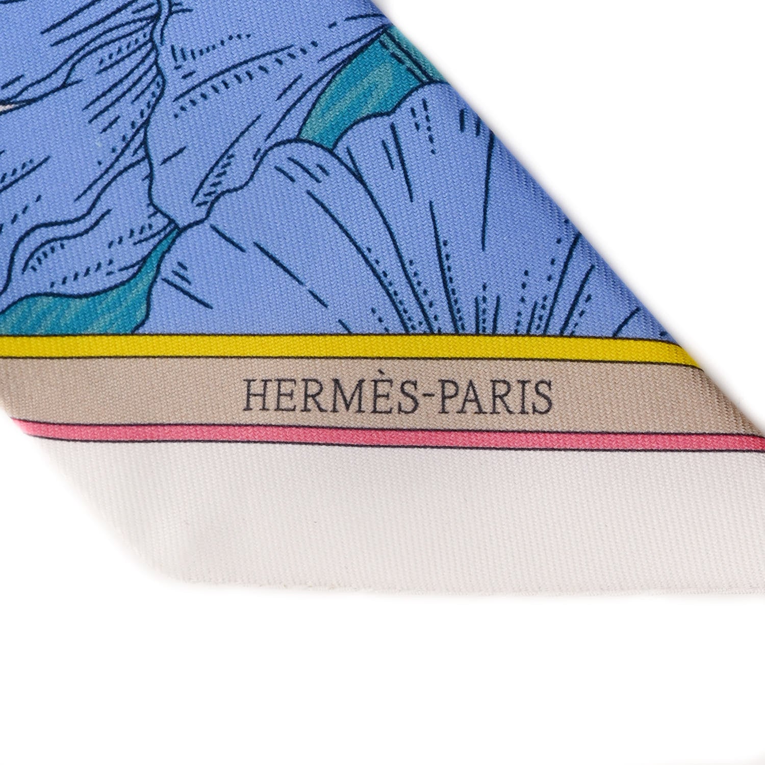 Hermes Silk Precious Paradise Twilly Rose Pale White Bleu 2 of 4