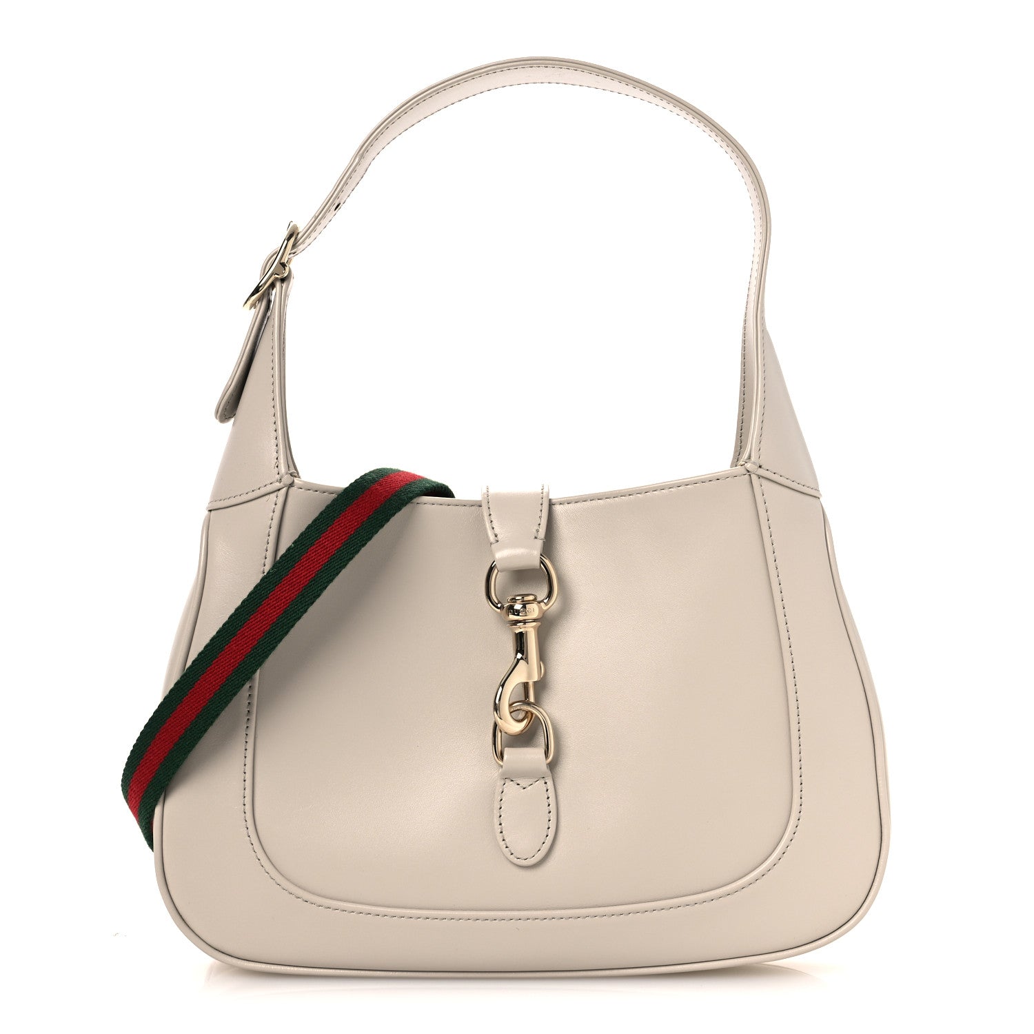 Gucci Ancora Calfskin Web Small Jackie Shoulder Bag Light Grey 1 of 11