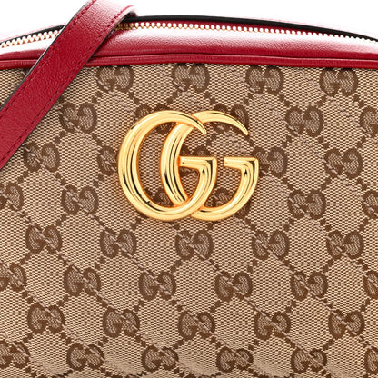 Gucci Monogram Azalea Calfskin Matelasse Diagonal Small GG Marmont Chain Shoulder Bag Beige Ebony New Cherry Red 8 of 11