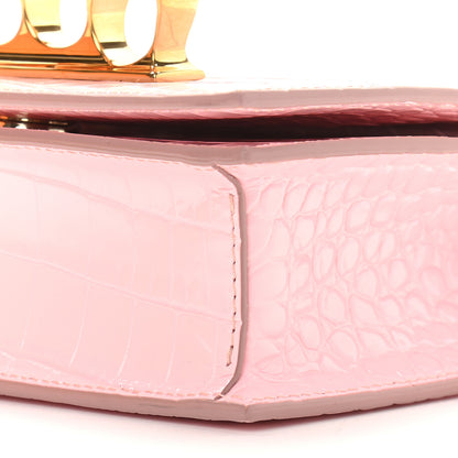 Alexander McQueen Shiny Crocodile Embossed Jeweled Satchel Pink 8 of 8