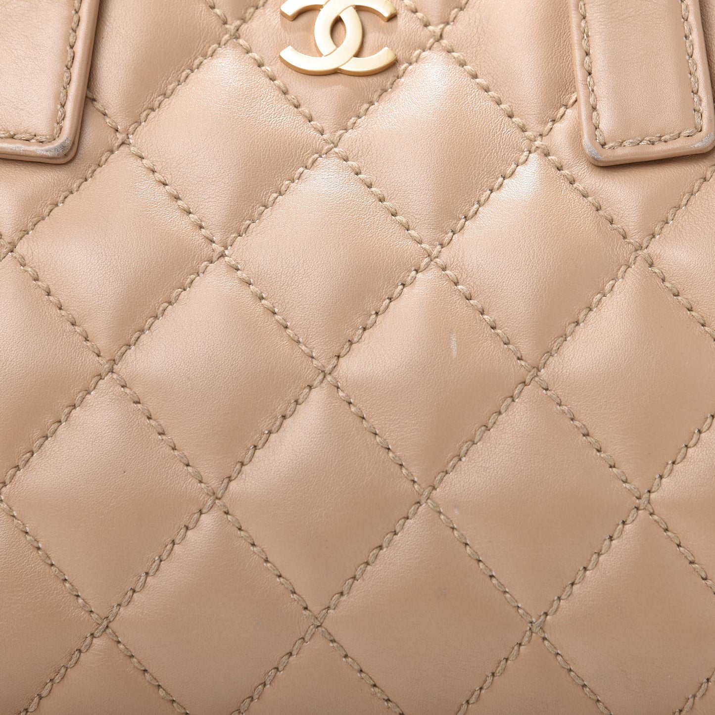 Calfskin Wild Stitch Medium Tote Beige