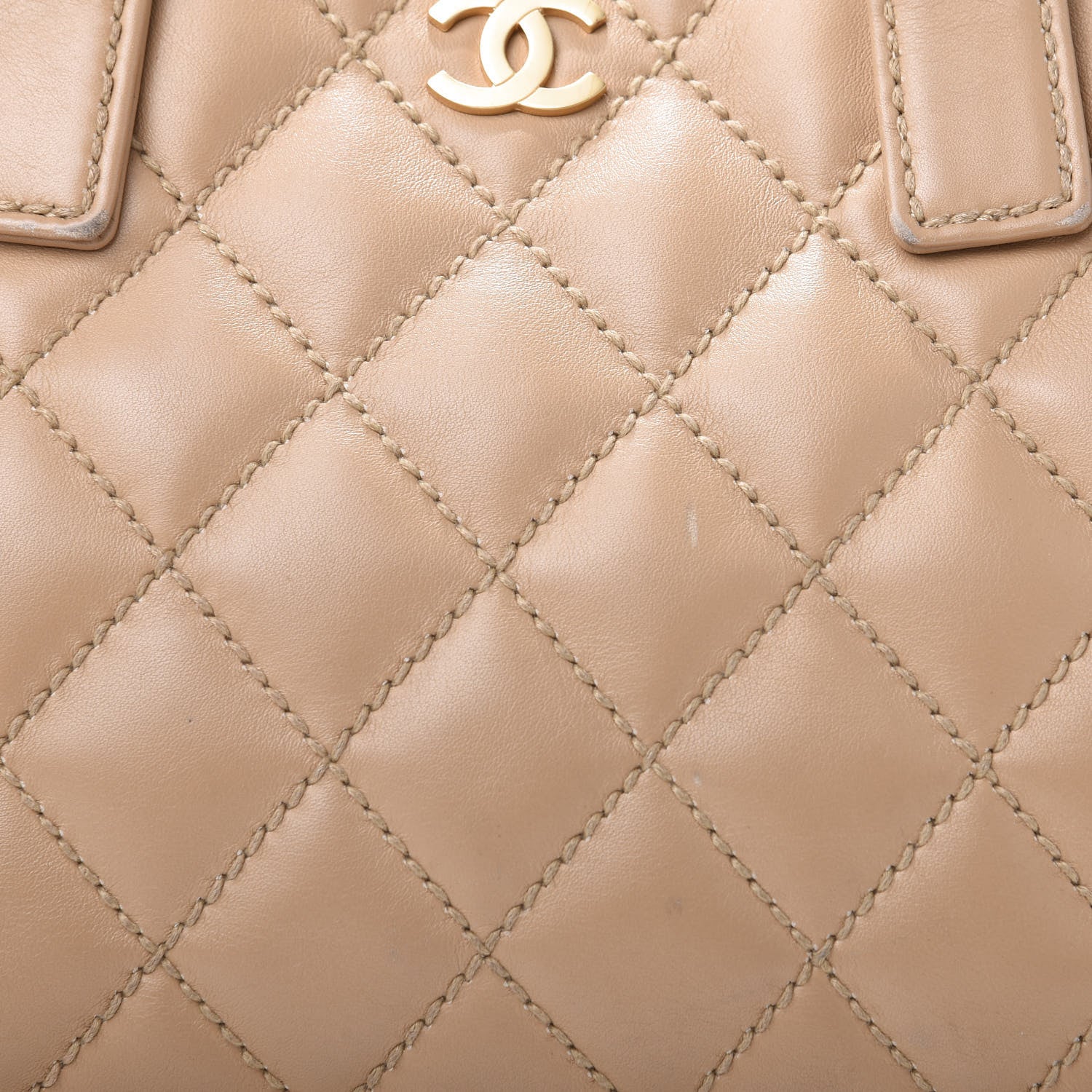 Chanel Calfskin Wild Stitch Medium Tote Beige 13 of 16