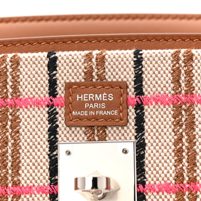 Hermes Toile Swift Broderie Shoulder Birkin Light 39 Gold Fauve Rose Pop Black 6 of 10