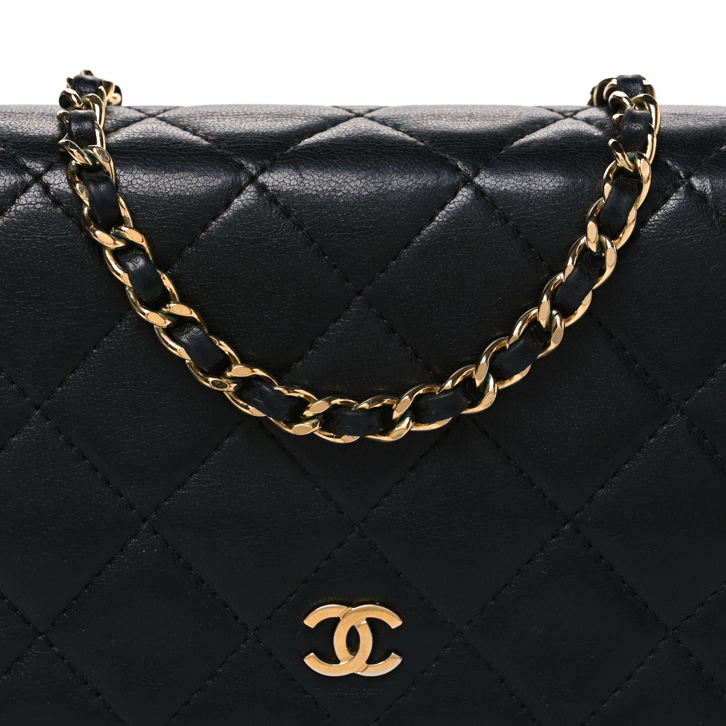 Lambskin Quilted Wallet On Chain WOC Black