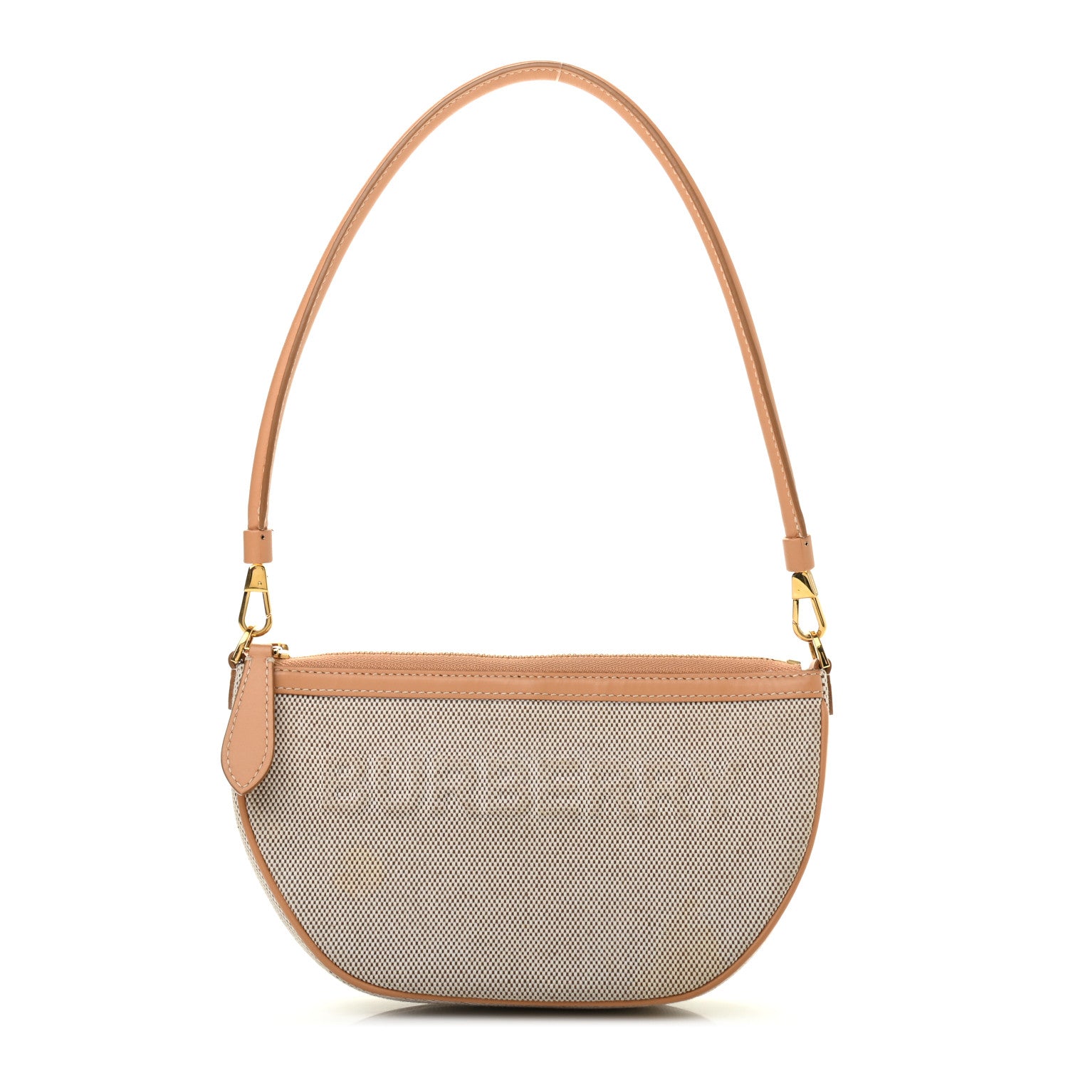 Burberry Canvas Smooth Calfskin Olympia Shoulder Bag Natural Tan 1 of 12