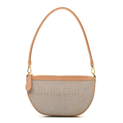 Burberry Canvas Smooth Calfskin Olympia Shoulder Bag Natural Tan 1 of 12