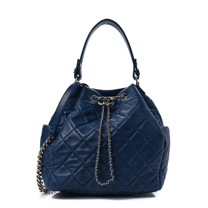 Chanel Lambskin Quilted CC Chain Drawstring Tote Blue 1 of 8