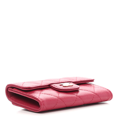 Chanel Caviar Quilted Flap Card Holder Wallet Dark Pink 4 of 9