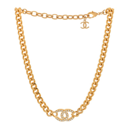 Chanel Crystal Chain Link CC Choker Necklace Gold 2 of 3