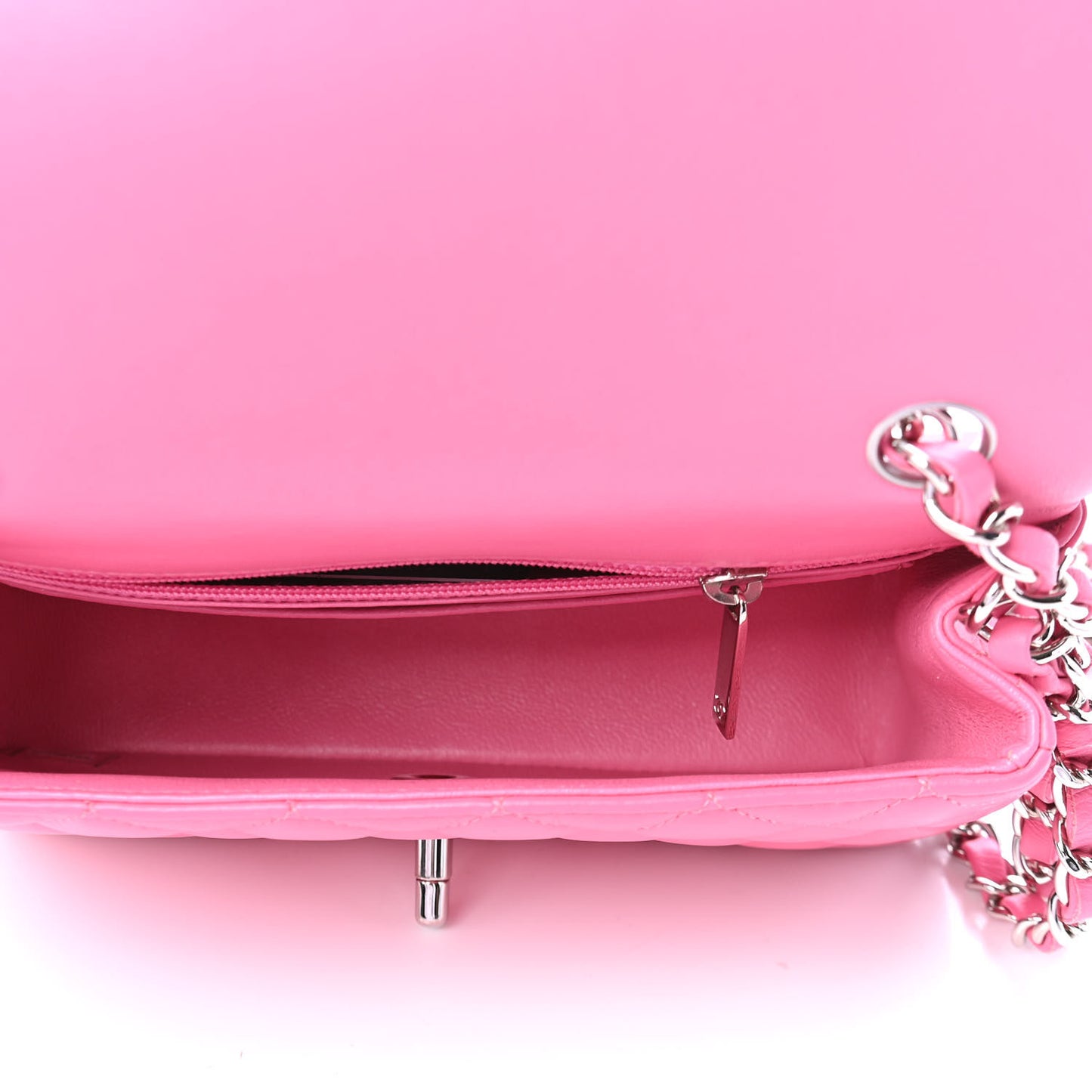Lambskin Quilted Mini Rectangular Flap Pink