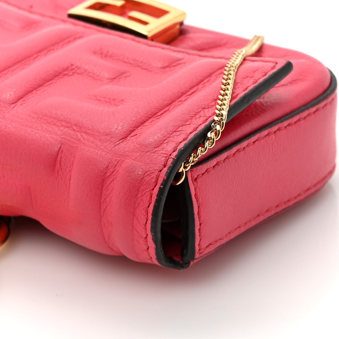 Nappa Matisse FF Embossed Nano Baguette Charm Lampone