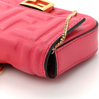 Fendi Nappa Matisse FF Embossed Nano Baguette Charm Lampone 14 of 15