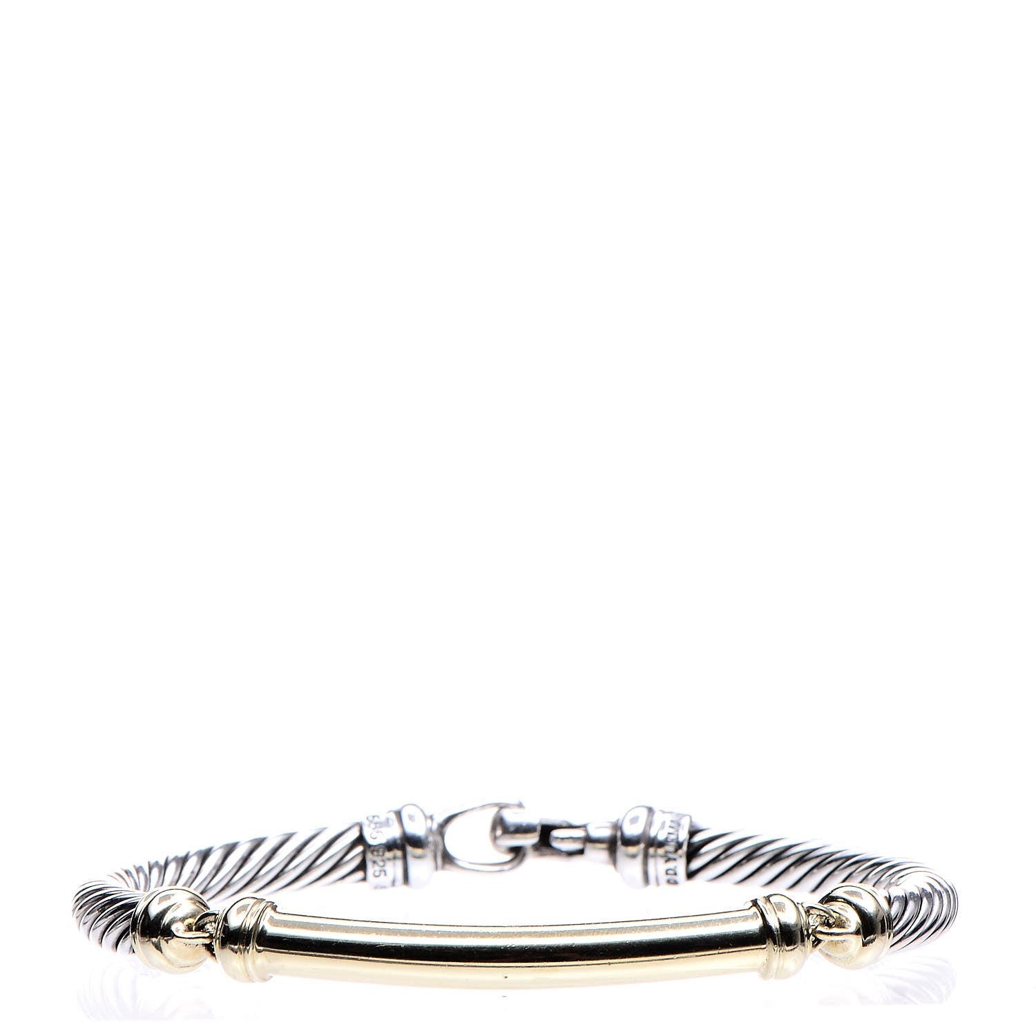 David Yurman Sterling Silver 14K Yellow Gold 5mm Metro Cable Bracelet 1 of 5
