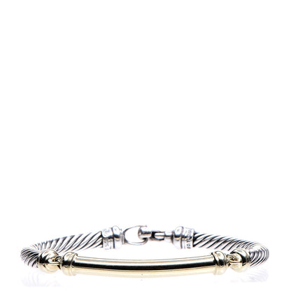 David Yurman Sterling Silver 14K Yellow Gold 5mm Metro Cable Bracelet 1 of 5