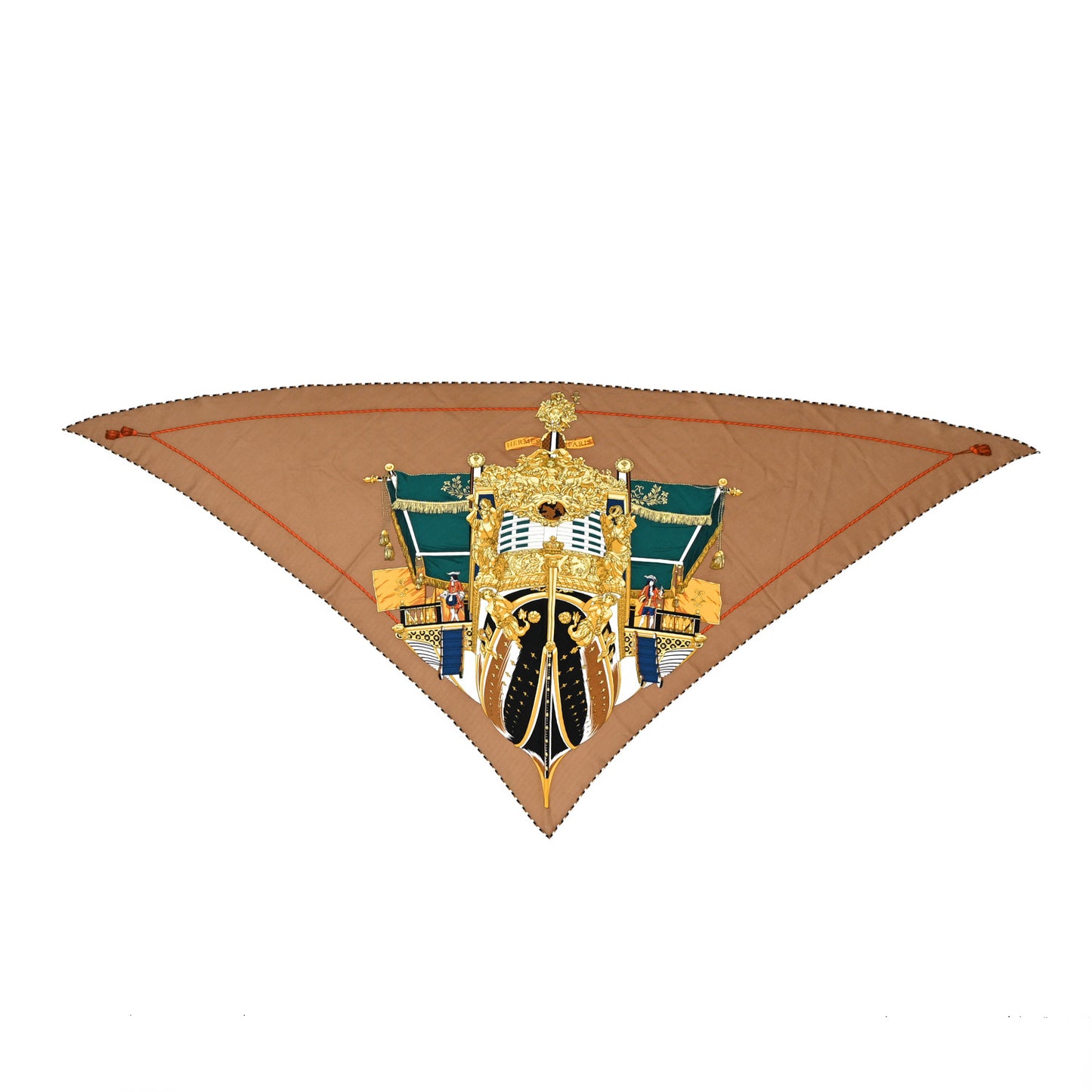 Cashmere Silk La Reale Giant Pointe Triangle Shawl Beige Dore Vert