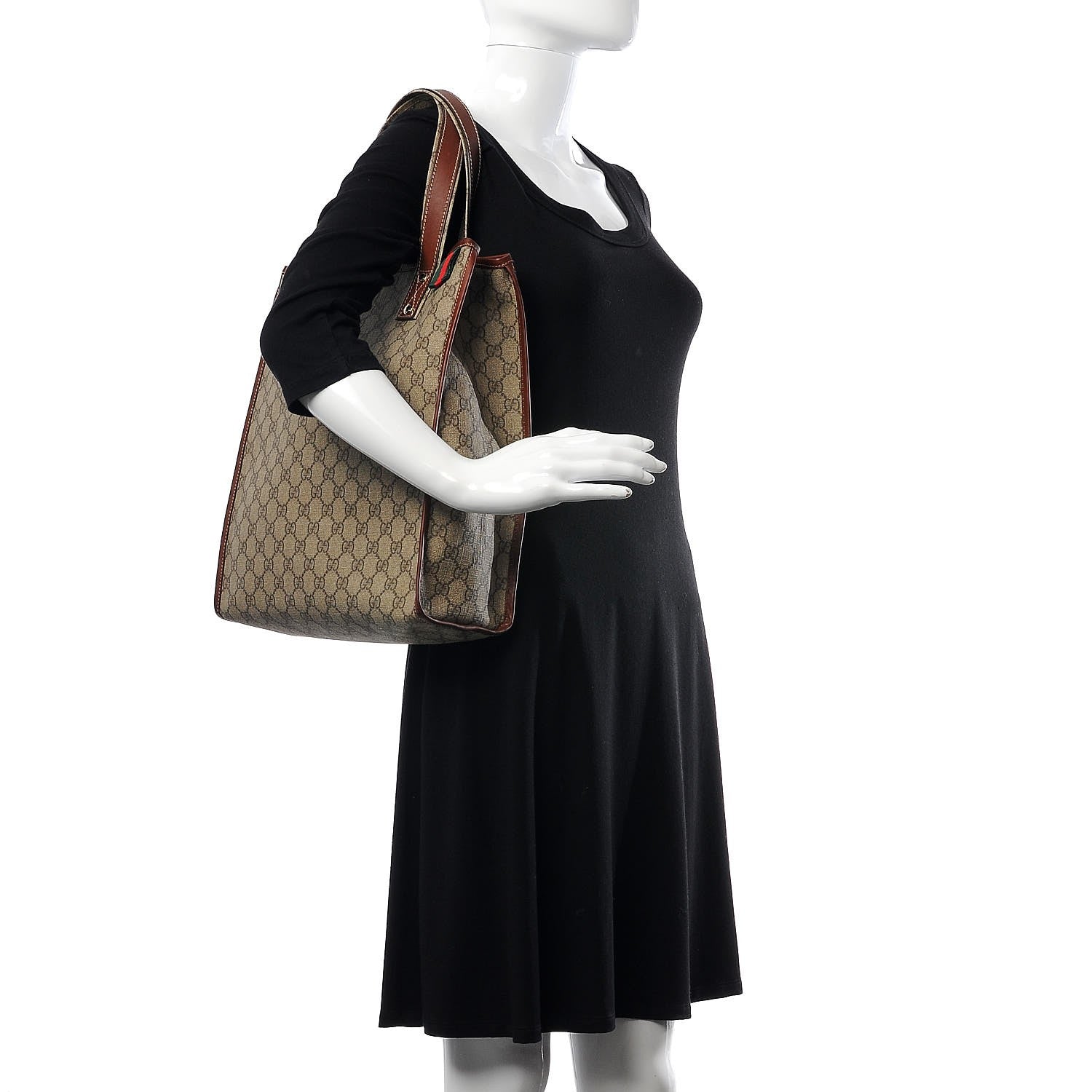 Gucci GG Plus Monogram Small Signature Web Loop Vertical Tote Light Brown 2 of 7
