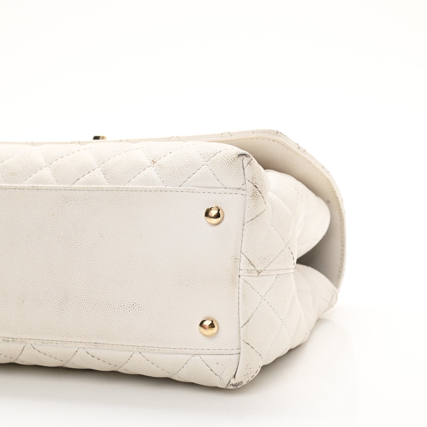 Caviar Quilted Small Coco Handle Flap White
