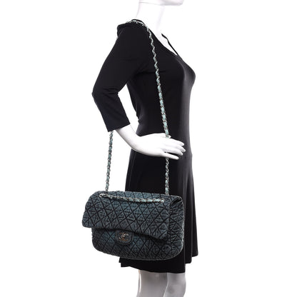 Chanel Denim Quilted Denimpression Flap Green Blue 3 of 11