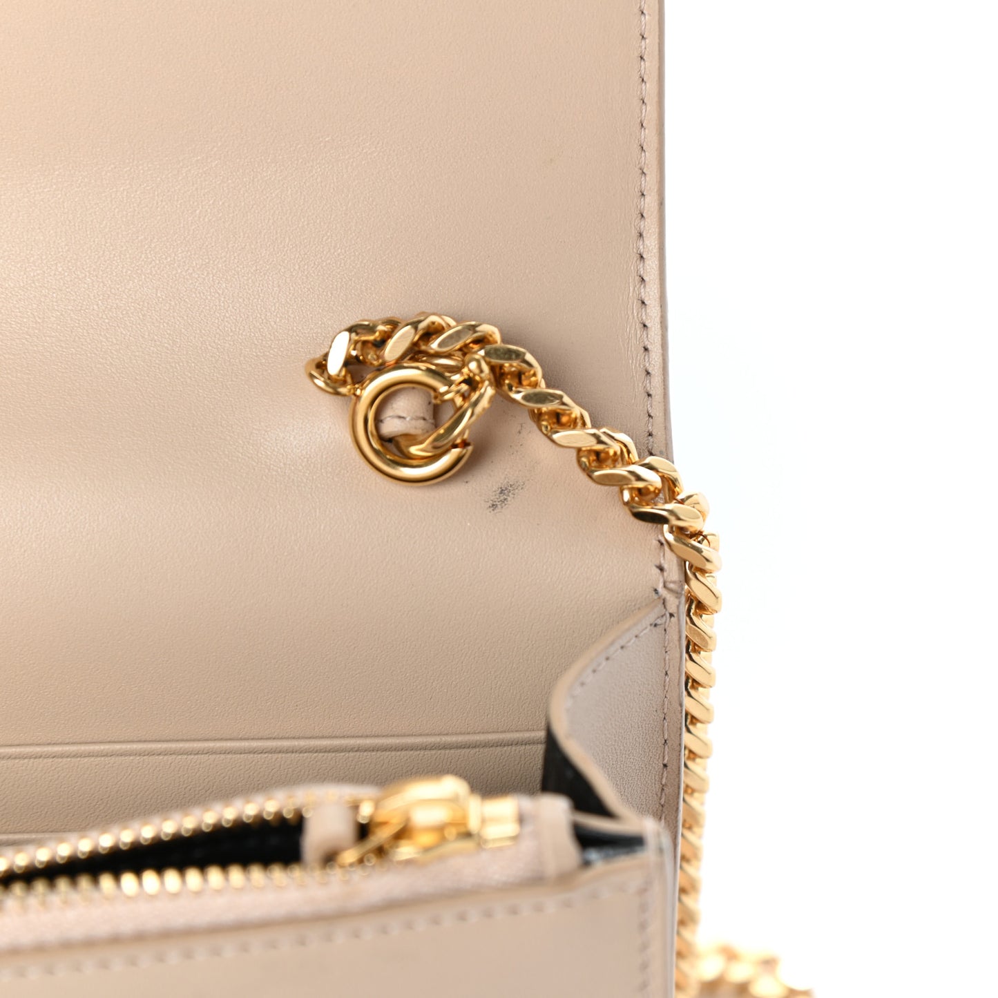 Smooth Calfskin Classic Monogram Kate Tassel Chain Wallet Nude Powder