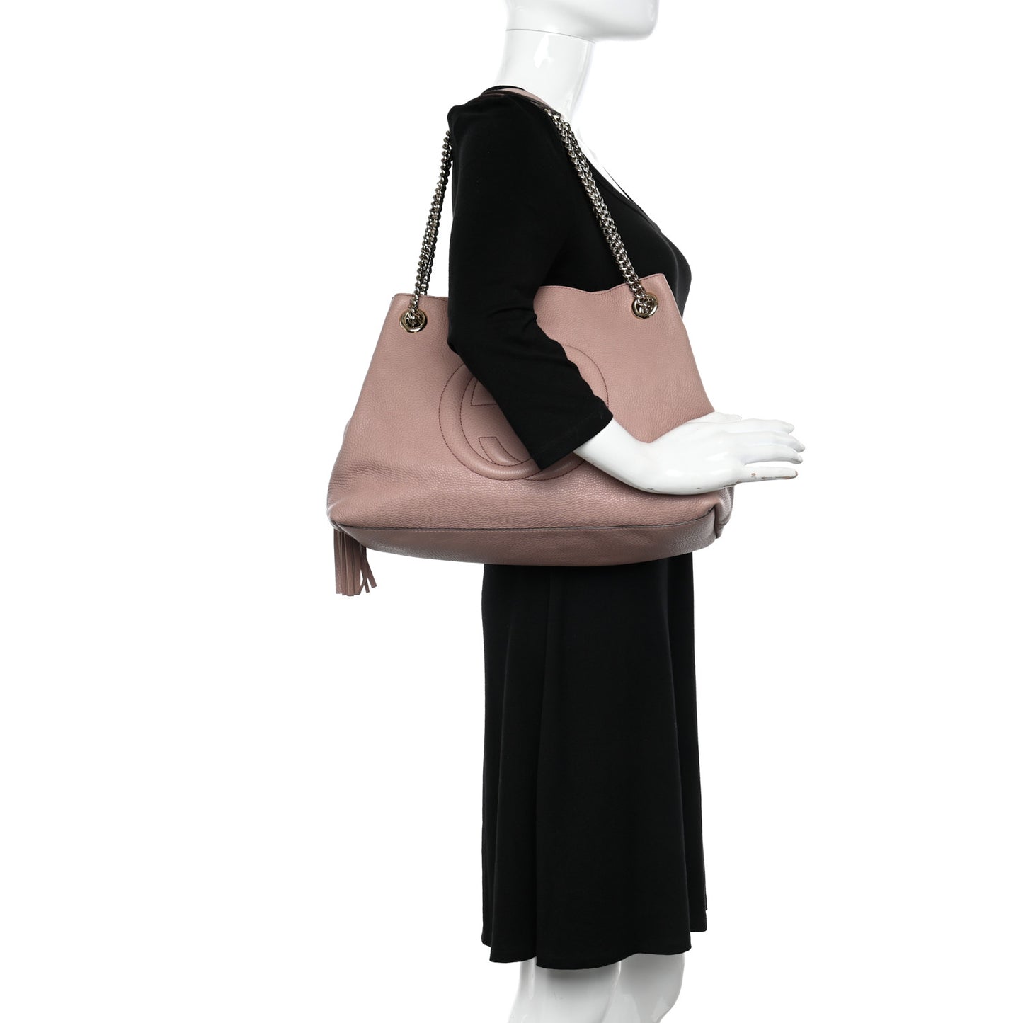 Pebbled Calfskin Medium Soho Chain Shoulder Bag Dark Cipria
