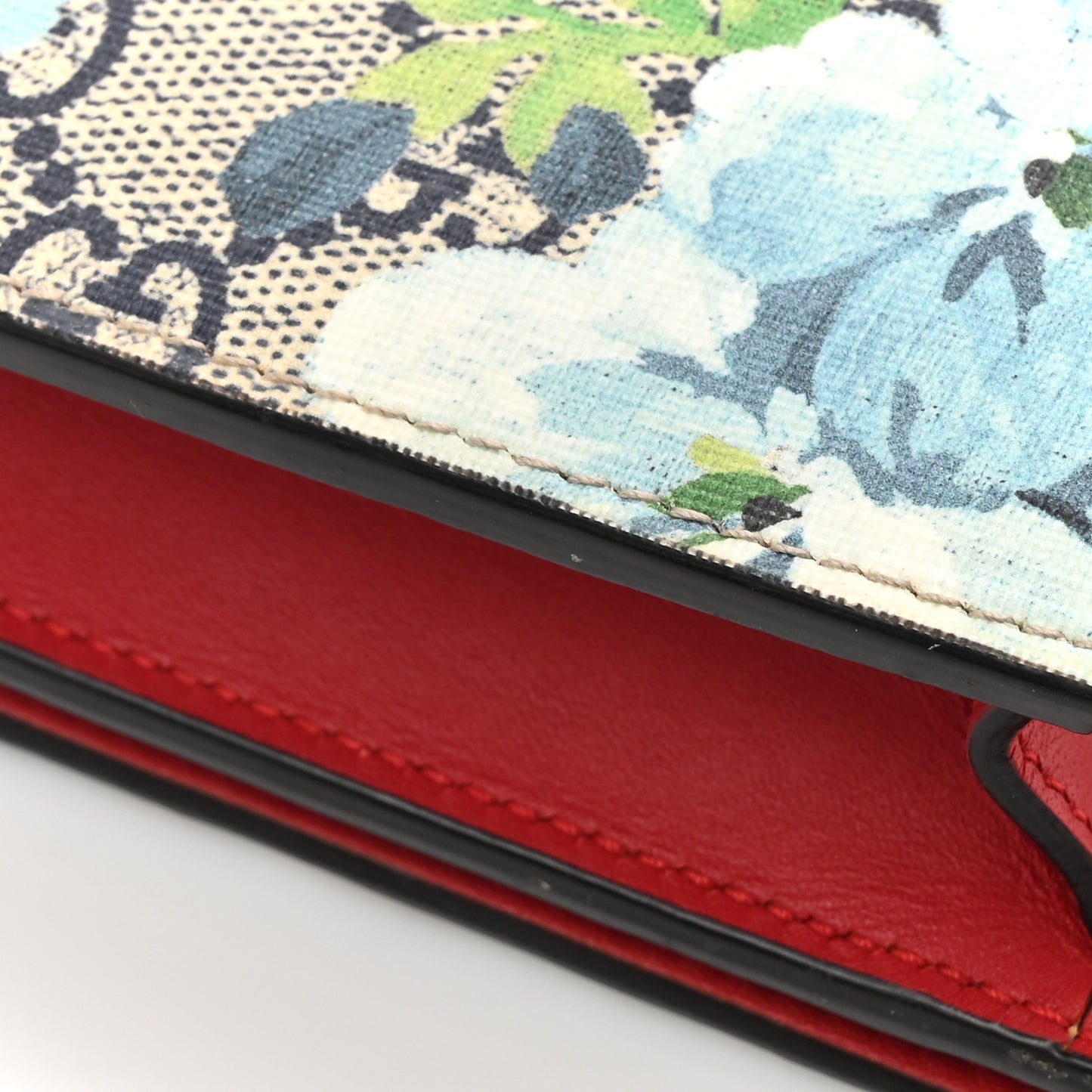 GG Supreme Monogram Blooms Chain Wallet Blue