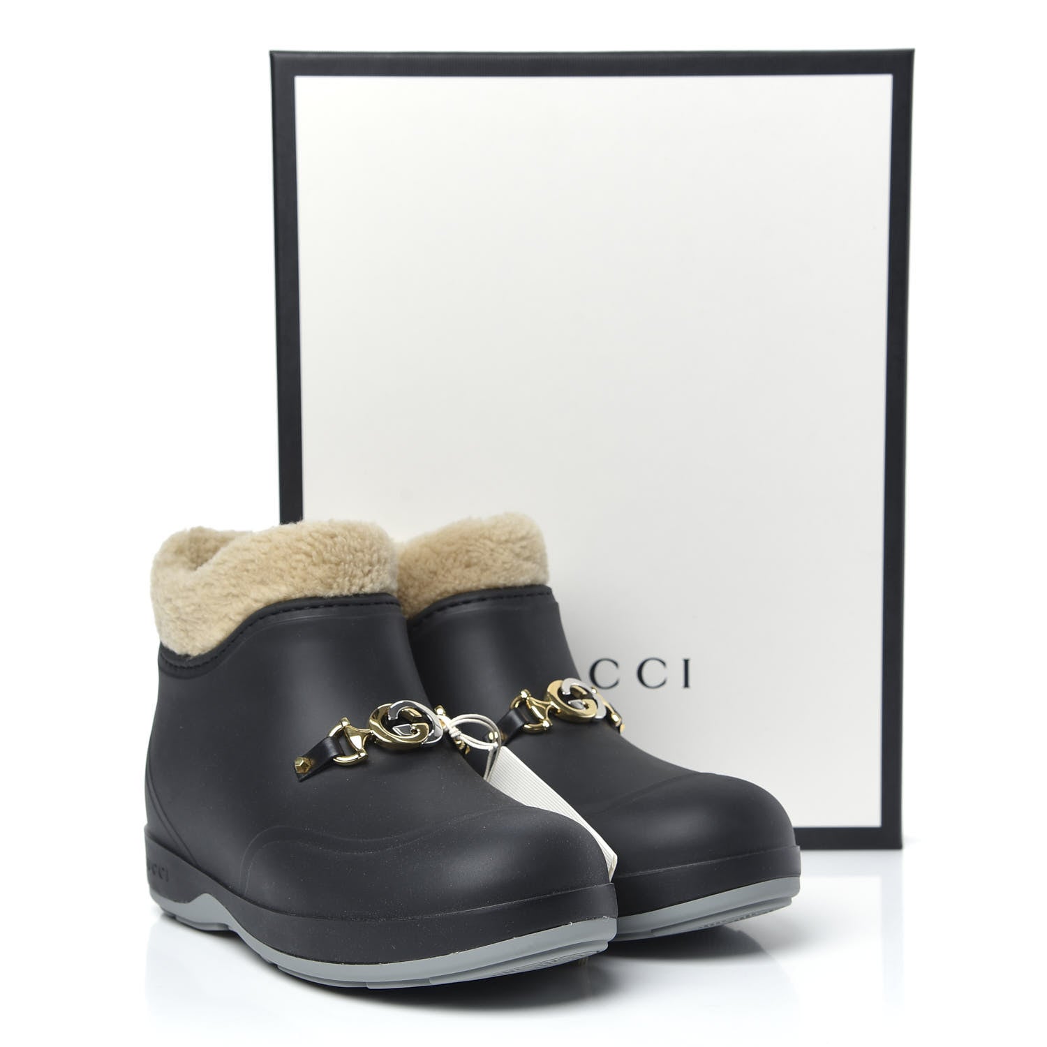 Gucci Rubber Wool Womens Crossy Ankle Boots 37 Black Butterscotch 8 of 8