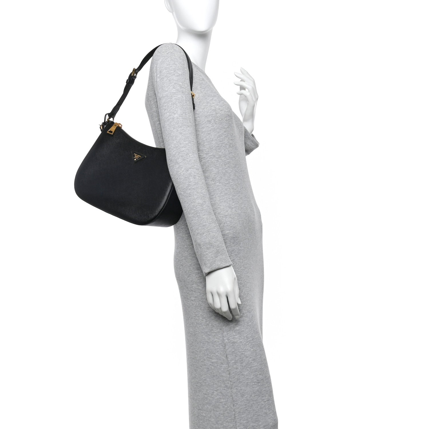 Prada Saffiano Lux Shoulder Bag Black 2 of 14