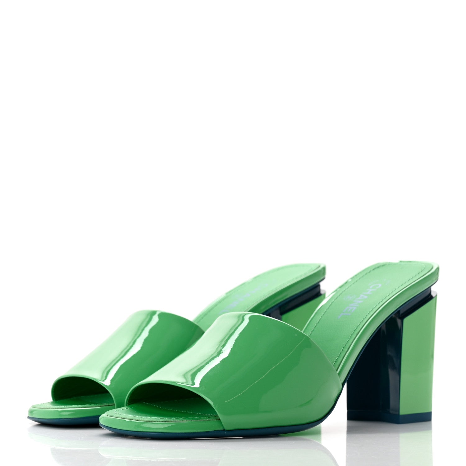 Chanel Patent CC Mules 36 Green Turquoise 3 of 10