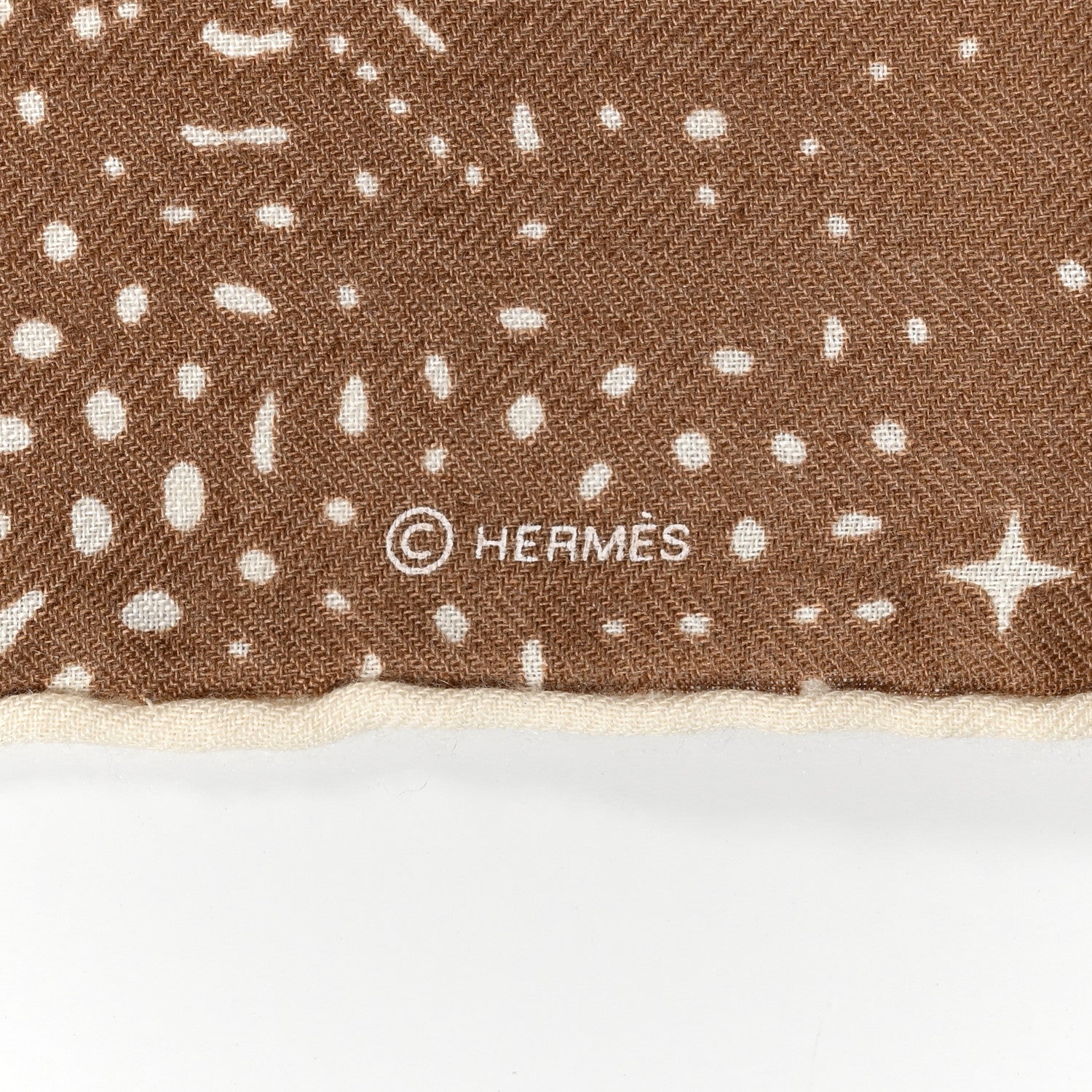 Hermes Silk Cashmere Clair De Lune Shawl 140 Camel White 4 of 5