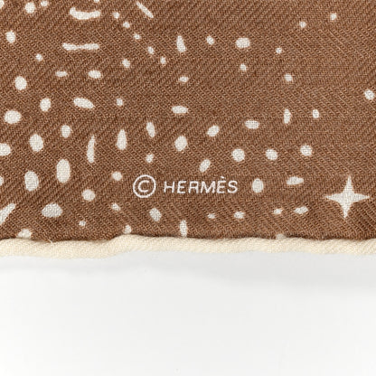 Hermes Silk Cashmere Clair De Lune Shawl 140 Camel White 4 of 5
